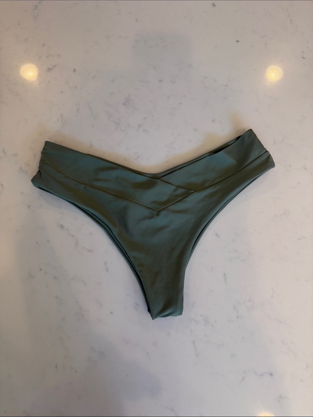 Olive Green Crossover V-Front Bikini Bottom